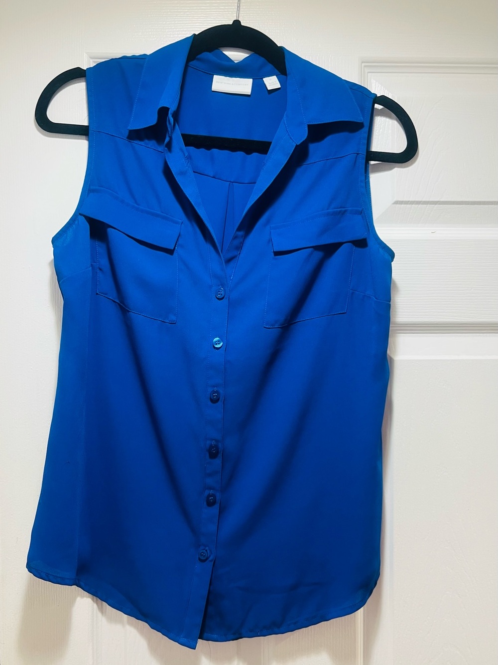 New York & Company Sleeveless Button-Front Shell Top - Blue